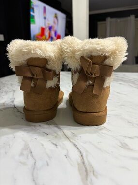 Amazon Kids Brown Faux Fur Bow Winter Boots